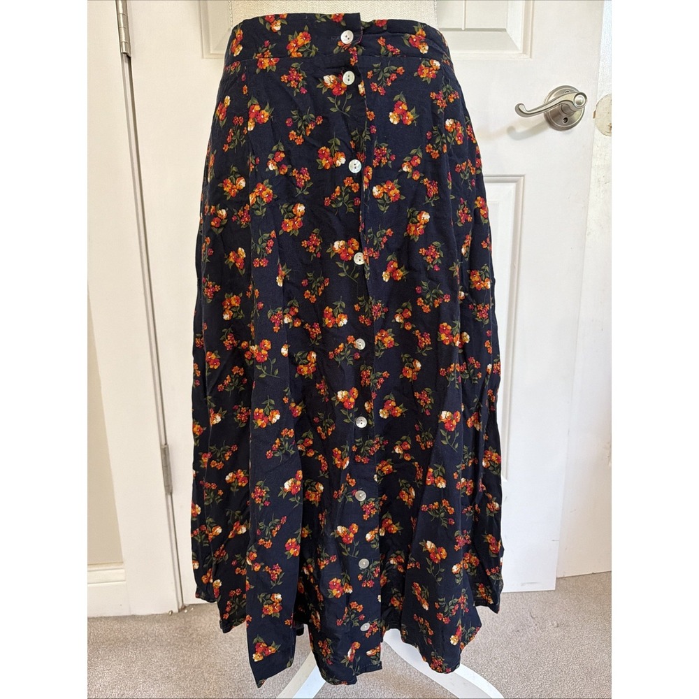 Kathie Lee Collection Navy Floral Midi Skirt - Picture 2 of 7